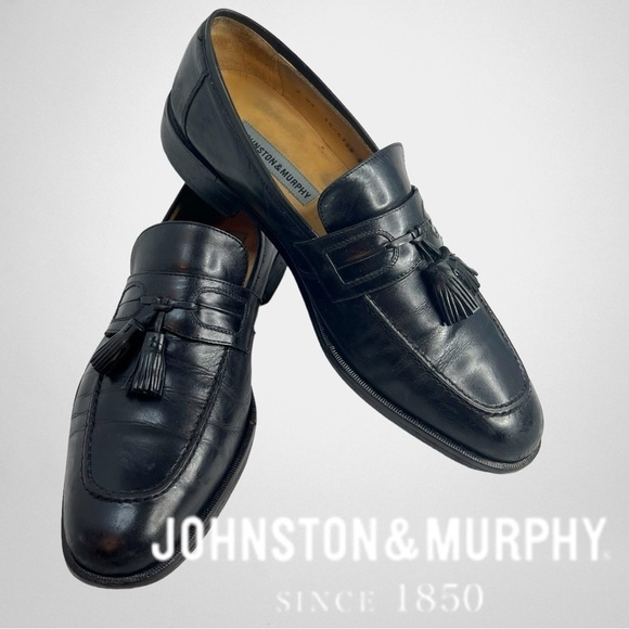 Johnston & Murphy Other - Johnston Murphy Men's Shoes Made in Italy Black Leather Tassel Loafer